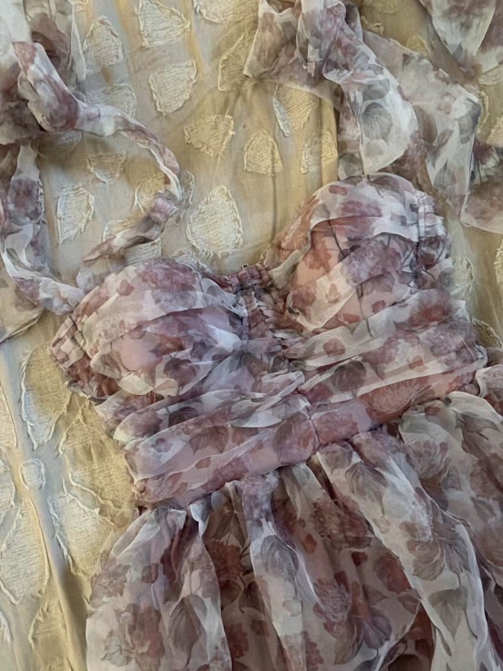 Petal and Pup Sheer Floral purple pink  Maxi Dress with Sweetheart Neckline - Picture 5 of 5
